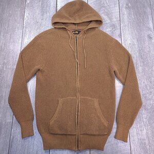 Park Mens Waffle Knit Zip Through Hoodie Size Small Brown Full Hoody Jacket